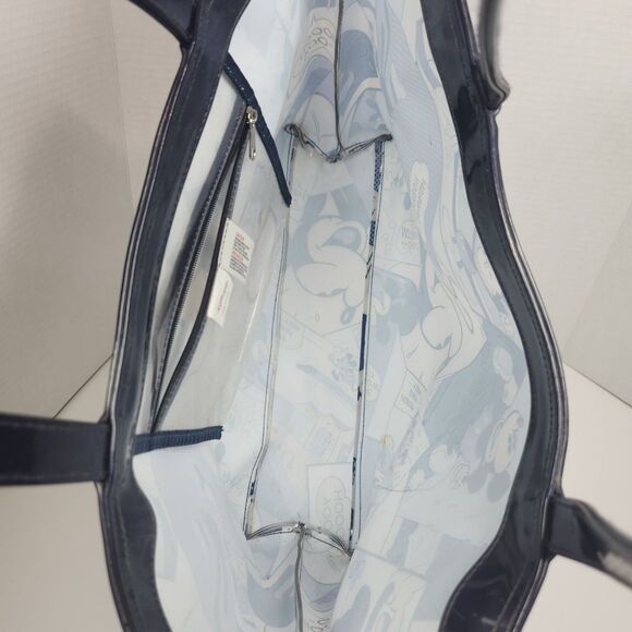 Disney Store Mickey Mouse Tote Vinyl Cartoons Blue White 12 X 14 Beachy Casual - Picture 6 of 10